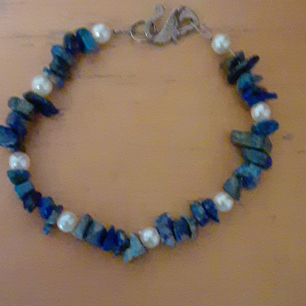 Blue Soldate and Pearl Bracelet